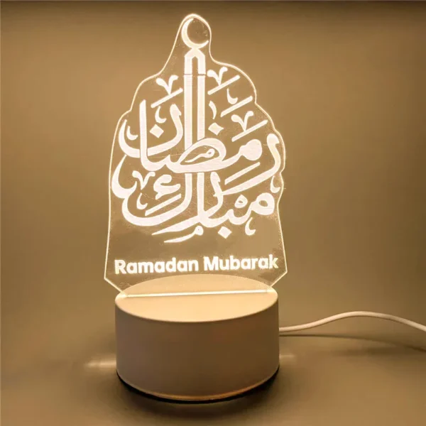 ⁦مصباح ليلي LED أكريليك ثلاثي الأبعاد ، يعمل بمنفذ USB ، إسلامي ، رمضان ، لوازم المهرجان ، عيد مبارك ، زخارف ، غرفة نوم ، مصباح ديكور منزلي⁩ - الصورة ⁦4⁩